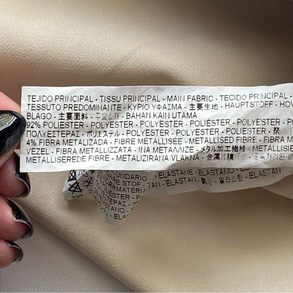 Zara W/B Collection Jacquard Metallic Striped Cropped Blouse Size Large - Picture 10 of 13